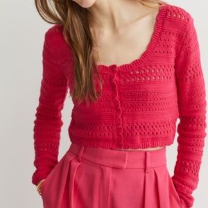 H&M CROPPED KNIT CARDIGAN (PINK)